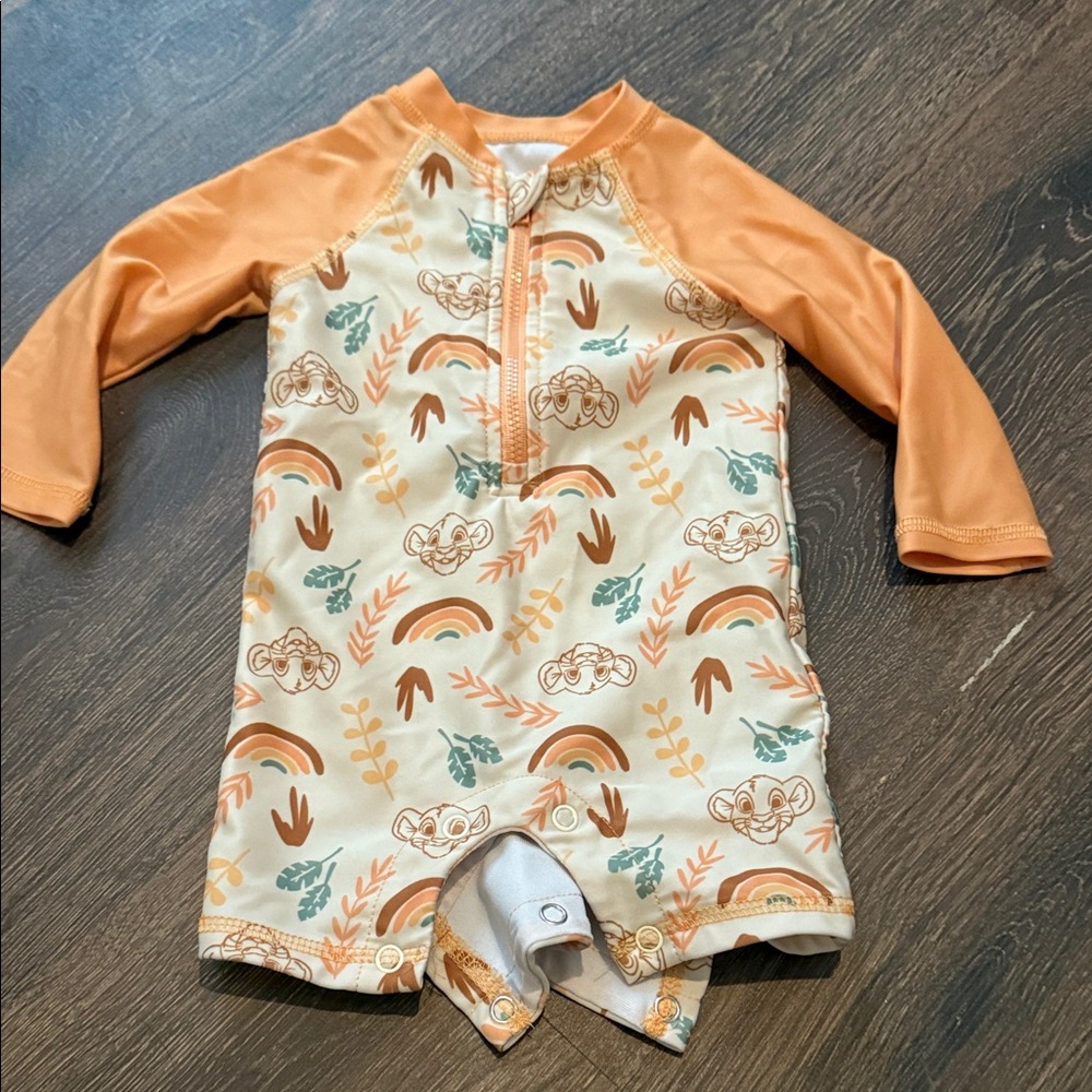Disney The Lion King Orange and Cream Kids Swim Rashguard